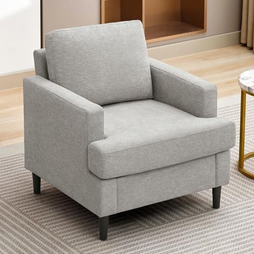 Weture Mid-Century Accent Chair, Light Grey Armchair Living Room Chairs - Image 6