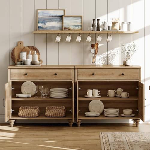 WAMAPT Buffet Cabinet with 4 Doors&2 Drawers, Large Wood Sideboard Table - Image 5