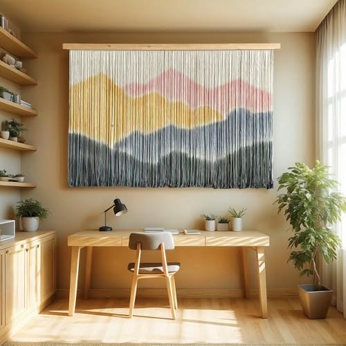 laddawan Extra Large Macrame Wall Hanging Dip-Dyed Tapestry Modern Wooden Home Wall Art For Living room Boho Handmade Wall Decor For Bedroom (Yellow) by laddawan