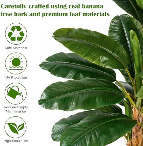 8FT Artificial Banana Tree, Tropical Plant, Large Faux Plant Outdoor - Image 2