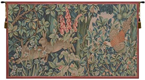 William Morris Hare and Pheasant Tapestry Wall Hanging 29 x 50 in by CCharlotteHomeFurnishings