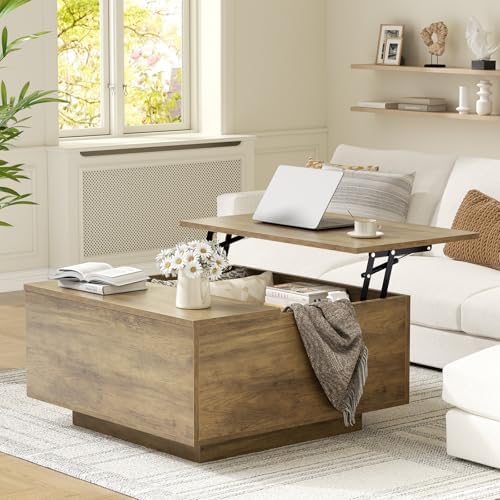 FABATO 31.5'' Lift Top Coffee Table Wood Center Table with Storage, Oak by FABATO
