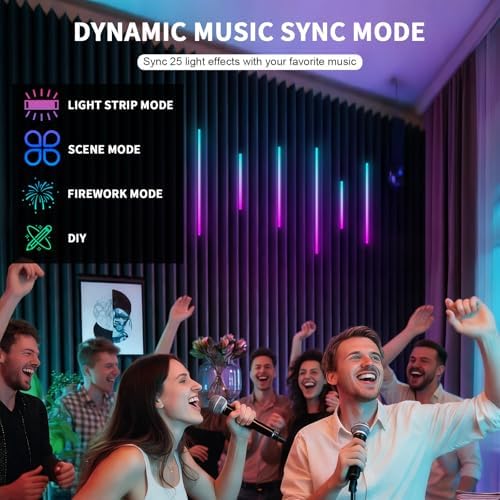 RGB+IC Led Recessed Lighting Kit Wall Panel Lights, 6PCS Smart Color Chasing Wood Slat LED Lights with Alexa & WiFi APP Control, DIY RGB Strip Lighting for Acoustic Panels, Game Room (22″+35″+54″) - Image 5