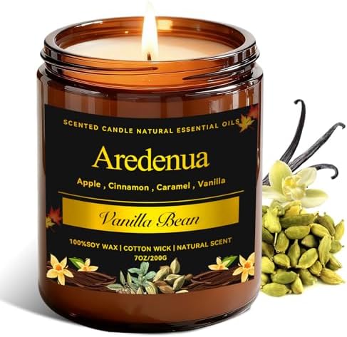 Vanilla Bean Odor Eliminating Candles, 7 oz Soy Scented Candle by Aredenua-StartJourneyThroughScent