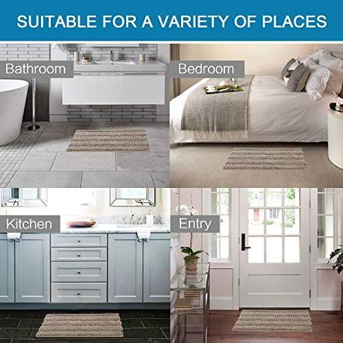 H.VERSAILTEX 2 Piece Bathroom Set - Super Absorbent Chenille Striped Bath Mats, Non Skid, Machine Washable (Taupe, 24 x 36 Plus 20 x 32 Inches) - Image 6