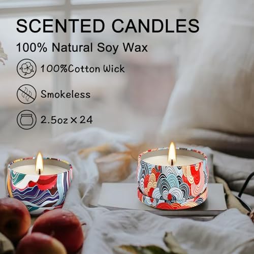 YOROXRG 24Pack Scented Candles, Soy Wax Travel Tin Jar Candles, Aromatherapy Candles for Home 2.5 OZ for Mom for Christmas, Birthday, Thanksgiving, Mother's Day, Valentine's Day - Image 6