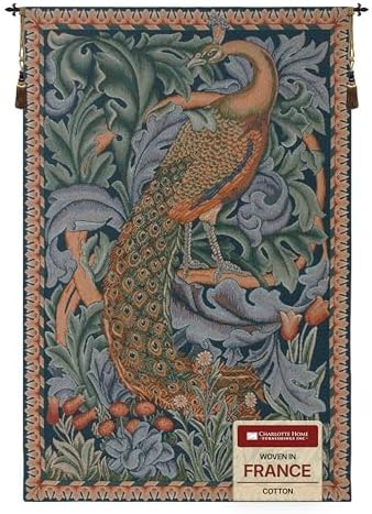 William Morris Peacock Tapestry Wall Hanging 29 x 19 in by CCharlotteHomeFurnishings