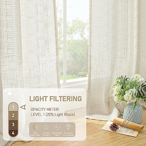 LAMIT 102 inch Long Linen Curtains 2 Panels for Living Room Bedroom - Image 4