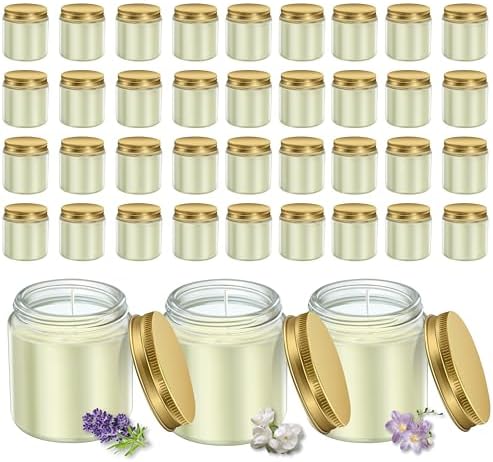 ACITHGL 36 Pcs 4oz Mini Mason Jar Candles Small Scented Candles Bulk Aromatherapy Ideal Souvenir Favors for Wedding Birthday Party (Freesia, Lavender, Jasmine, Gold) by ACITHGL