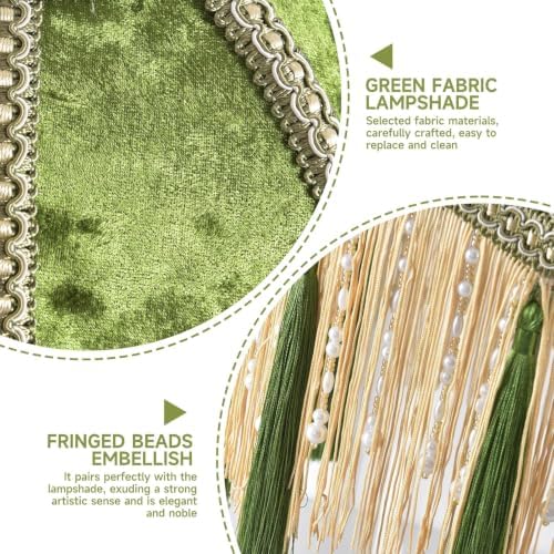 Wood Floor Lamps for Living Room Vintage Gold Floor Lamp with Remote Control & 3 Color Temperature,Dimmable Floor Lamp Mid Century Modern Standing Lamp Green Fringe Tall Floor Lamp for Bedroom Corner - Image 4
