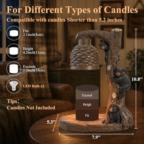 LOKHOM Bear Candle Warmer Lamp with Timer, Dimmable Candle Lamp Home Decor - Image 6