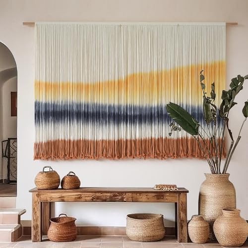 Flber Macrame Wall Hanging Extra Large Dip Dye Boho Wall Decor 57" W*35" L - Image 2