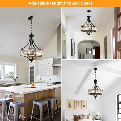 CNRATYE 5-Light Black Crystal Chandelier for Dining Room, Modern Farmhouse - Image 4