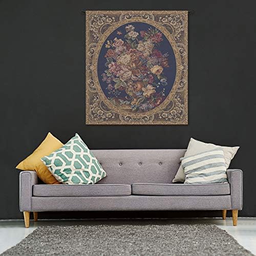 Decorative Floral in Vase Dark Blue Tapestry Wall Hanging 30 x 25 in - Image 5