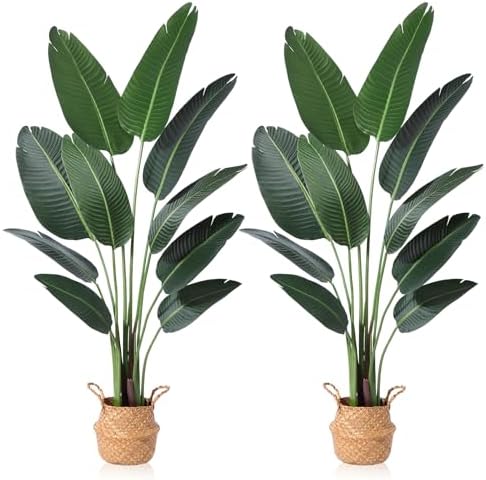 Ferrgoal 5ft Artificial Bird of Paradise Plant with Basket-Set of 2 by Ferrgoal