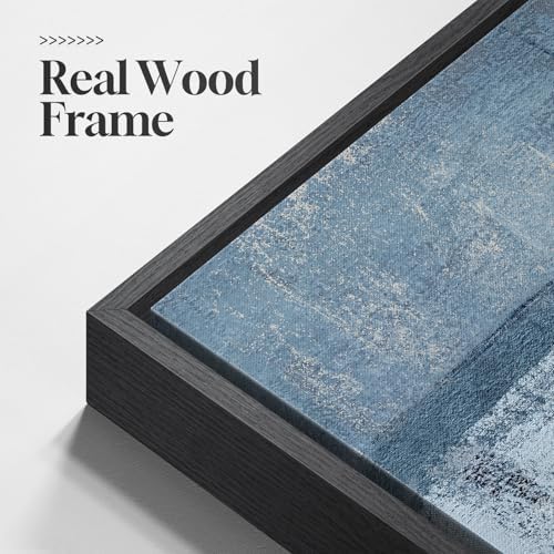 Large Framed Blue and Gray Modern Abstract Wall Art, 3 Piece Set, 20x30 In - Image 5