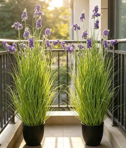 Artificial Hyacinth Plants, 3 Ft Tall, 2 Pack, Potted Faux Flowers, Purple - Image 6