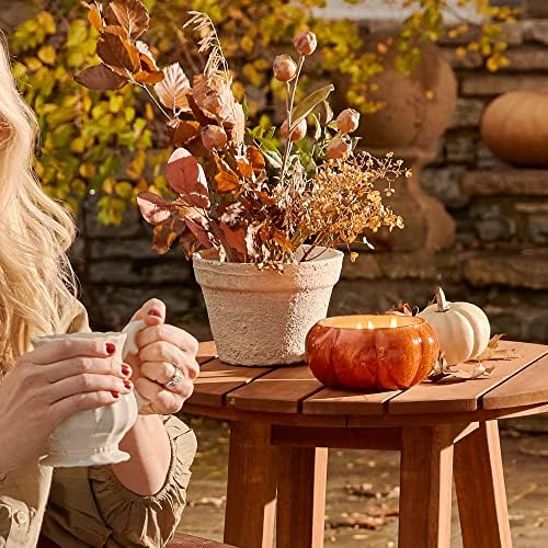 Thymes Pumpkin Laurel Statement Large Candle - Fall Scented Candle with Notes of Nutmeg, Cinnamon, Clove, Pumpkin, and Orange Peel - Luxury Home Fragrance - Burnt Orange, Pumpkin-Shaped (15 oz) - Image 4