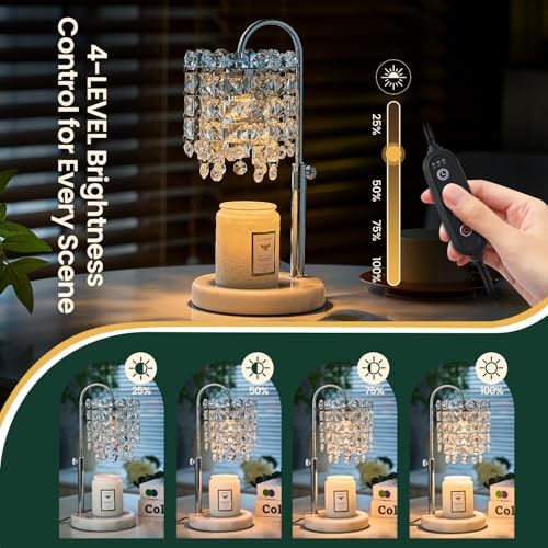 Candle Warmer Lamp with Timer Dimmer Adjustable Height for New Home Bedroom,Vintage Home Decor for Scented JaR 3 Bulbs for New Home Decor, Women Mom Christmas Birthday Gifts, Silver (Silver) - Image 4