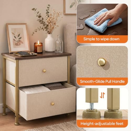 Sweetcrispy Nightstands Set of 2 with 2 Storage Drawer, Small Bedside Table - Image 6