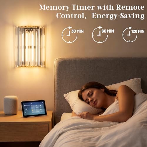 Black and Gold Battery Operated Wall Sconces Set of 2, Crystal Wireless Wall Lights with Remote, Rechargeable Cordless Wall Lamps 12 RGB and 3 CCT Dimmable Decor for Bedroom Living Room - Image 3