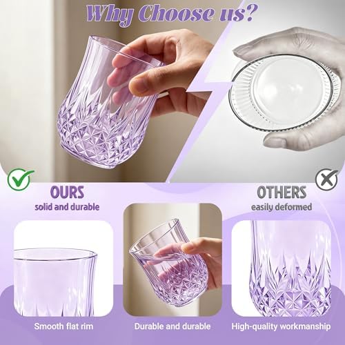 40 Pack Plastic Stemless Wine Glasses, 12oz Unbreakable Wine Cups - Image 3