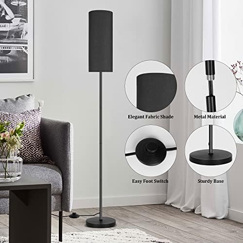 PARTPHONER Floor Lamp for Living Room, Modern Standing Lamps with Lampshade, Minimalist Tall Lamp with Foot Switch for Living Room, Bedroom, Kids Room, Office(Bulb Not Included) - Image 3
