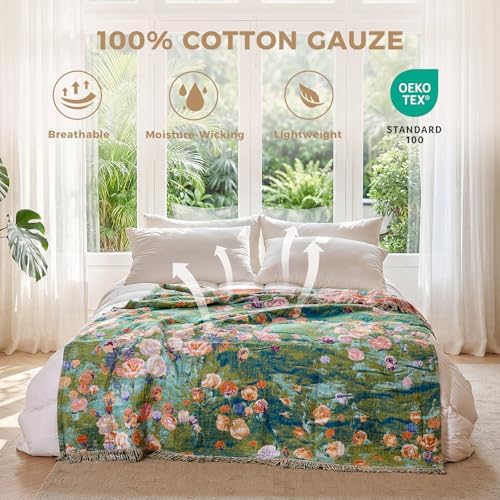 LUTBM Boho Throw Blanket for Bed 60"x80", All Season Cotton Couch Blankets - Image 2