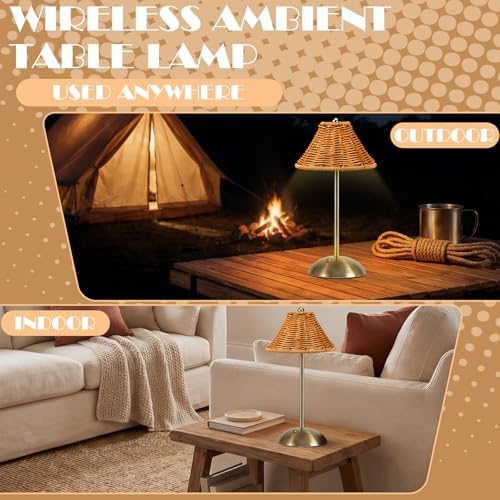 8 Pack Rattan Wicker Cordless Table Lamps LED Rechargeable - Image 6