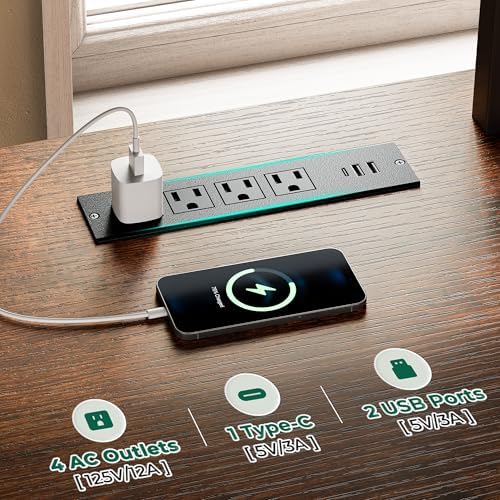 Huuger 54 Inch LED TV Stand with Power Outlets for 55 60 Inch TV - Image 3