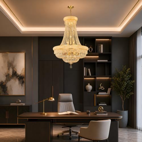 Gold Crystal Chandeliers for Dining Room，28-Lights D30 Inch - Image 7