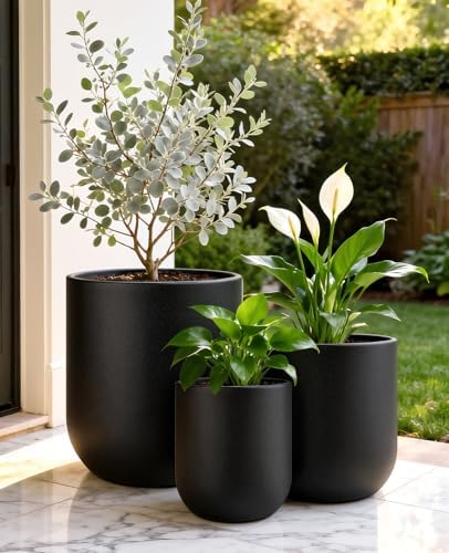 homenote 13/11.5/10 Inch Large Plastic Flower Pots with Drainage (3 Pcs) - Image 3