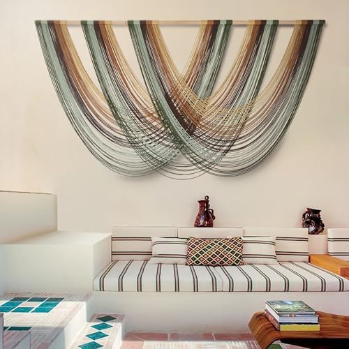 Macrame Wall Hanging Large Boho Wall Decor Yarn Wall Art Tapestry 57"W*31"L - Image 3