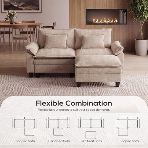 URRED Oversized Modular Sectional Sofa，Khaki：87" L Shaped - Image 3