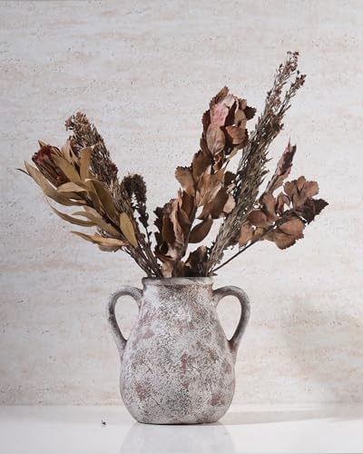 Ceramic Vase Set of 3 with Handles, Aged Terracotta Finish - Image 6