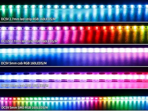160LEDs/m 16.4FT WS2812B WS2812 LED Strip,SMD 2020 DC5V 5mm Width Individually Addressable Dream Color Flexible Smart Light Tape for Bedroom,Kitchen,Stage,TV Backlight(No Adapter or Controller) - Image 4