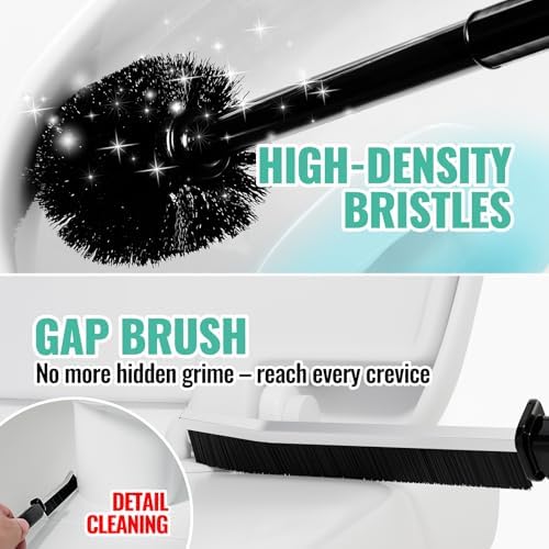 3in1 Toilet Brush and Plunger Set, 2 Pack with Crevice Brushes - Image 6
