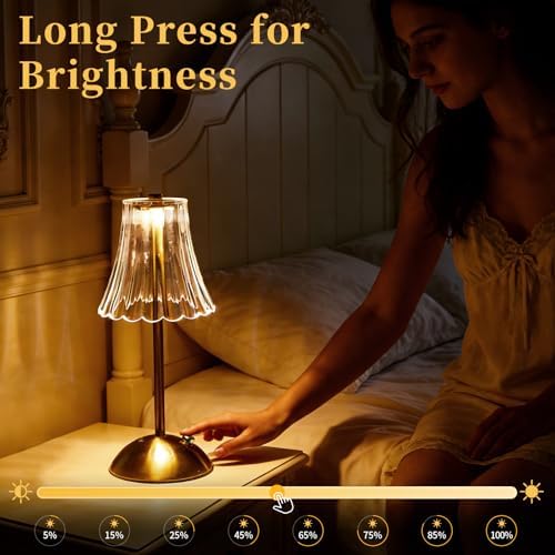 4 Pcs Cordless Table Lamp Rechargeable Touch Lamp, Gold Flower - Image 4