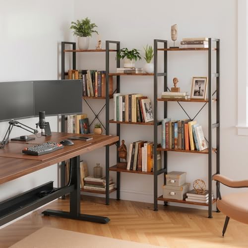 Triple Bookshelf, Free Standing Bookcase with Open Storage Shelves - Image 2