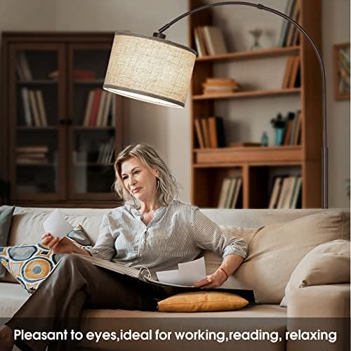 Dimmable Floor Lamp, Arc Floor Lamps with Adjustable Hanging Shade，Brown - Image 5