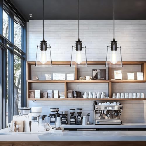 Black Pendant Lights Kitchen Island,Modern Glass Hanging Light Fixtures - Image 6