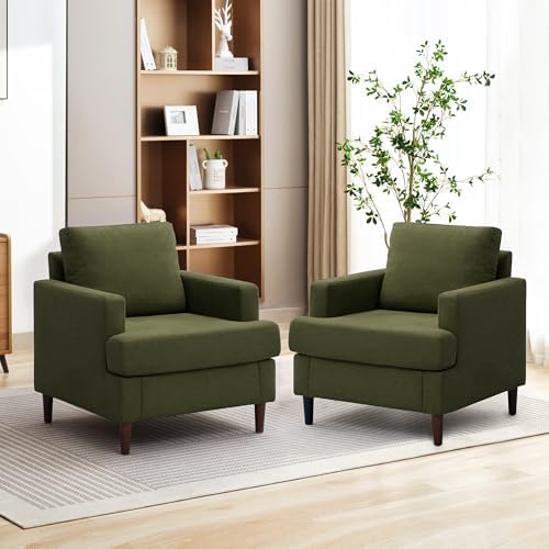 Weture Mid-Century Accent Chair, Green Armchair Living Room Chairs, 2 Pack by Weture