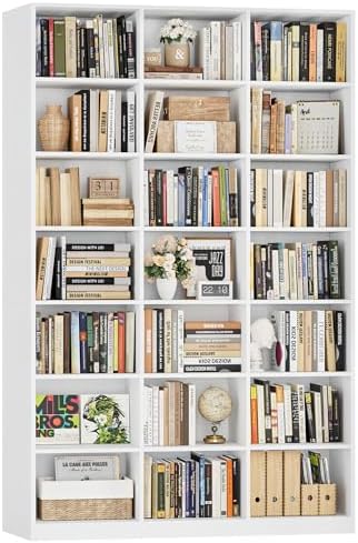 HOSTACK 86" H Triple Wide Bookshelf and Bookcase, Large Book Shelves, White by HOSTACK