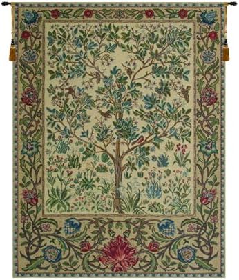 William Morris The Tree of Life Beige Tapestry Wall Hanging 45 x 34 in by CCharlotteHomeFurnishings