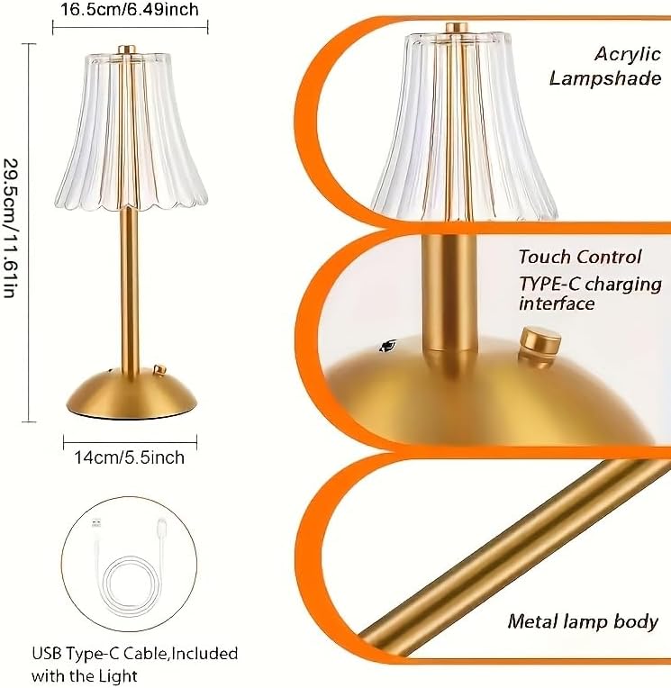 4pack Crystal Cordless Rechargeable LED Table Lamp,3 Colors, Dimmable,2200mAh, Touch Control, Portable Night Light for Bedroom, Restaurant,Christmas Decorations. - Image 3