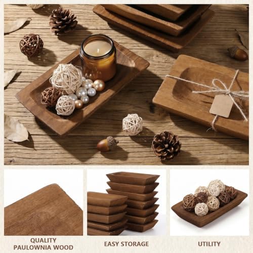 Tioncy 12 Set Wooden Dough Bowls for Decor Bulk, Small,Rectangular - Image 3