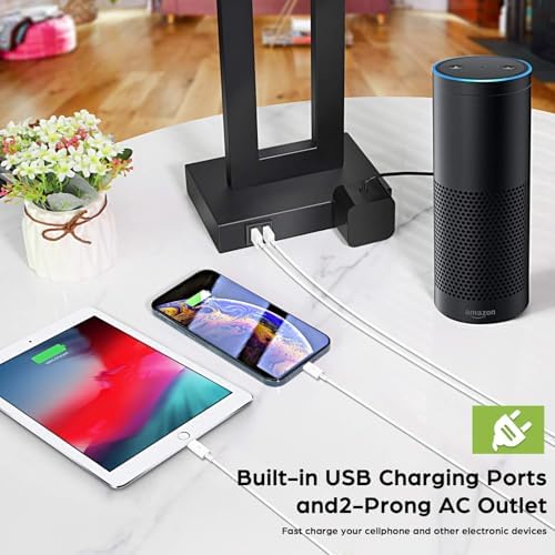 TOBUSA 22" Table Lamp Set of 2, Modern Nightstand Lamp with 2 USB Ports - Image 5
