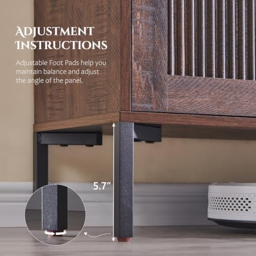 IFBUY 61.75" W Mid Century Modern TV Stands for Living Room, Brown - Image 7
