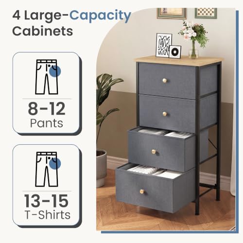 DUMOS Night Stand with 4 Drawers, Bedside Table for Bedroom - Image 4