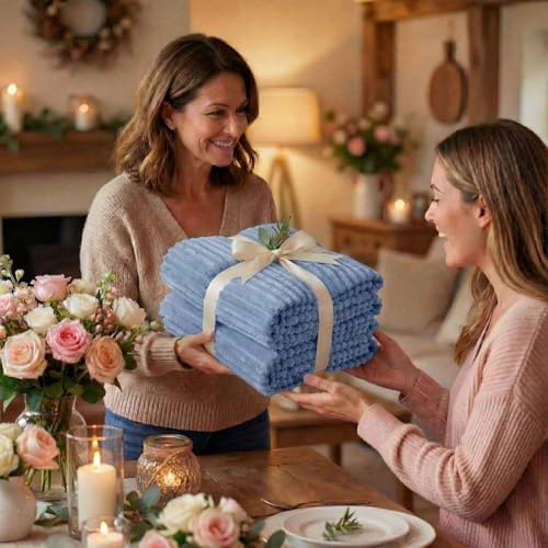 Buryeah 12 Pcs Flannel Blankets Bulk,Fall Outdoor Wedding, Royal Blue - Image 5